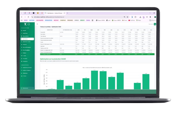 Interface web sur laptop